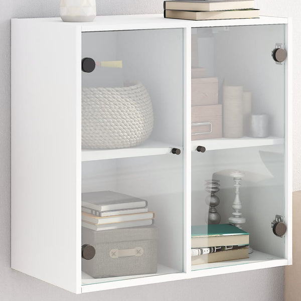 Vidaxl Wall Cabinet With Glass Doors White 68X37x68.5 Cm Cabinets & Cupboards