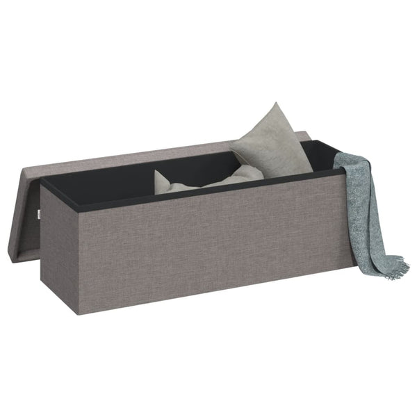 Storage Bench Foldable Light Grey Faux Linen Benches