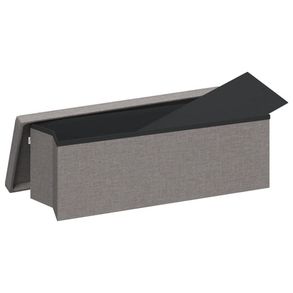 Storage Bench Foldable Light Grey Faux Linen Benches