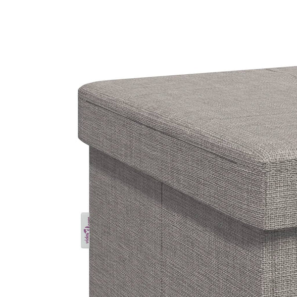 Storage Bench Foldable Light Grey Faux Linen Benches