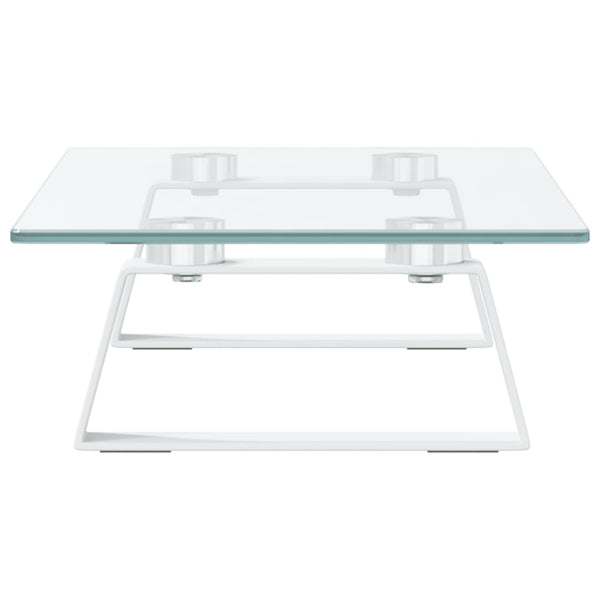 Monitor Stand White 40X20x8 Cm Tempered Glass And Metal Monitor Mounts & Stands