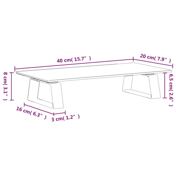 Monitor Stand White 40X20x8 Cm Tempered Glass And Metal Monitor Mounts & Stands