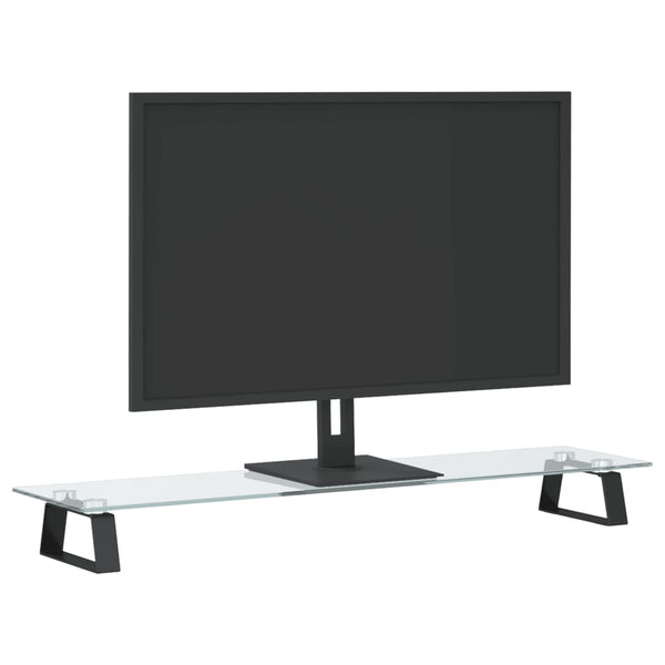 Monitor Stand Black 80X20x8 Cm Tempered Glass And Metal Monitor Mounts & Stands