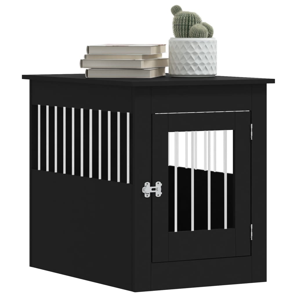 Dog Crate Furniture Black 55X80x68 Cm Engineered Wood Dog Cages