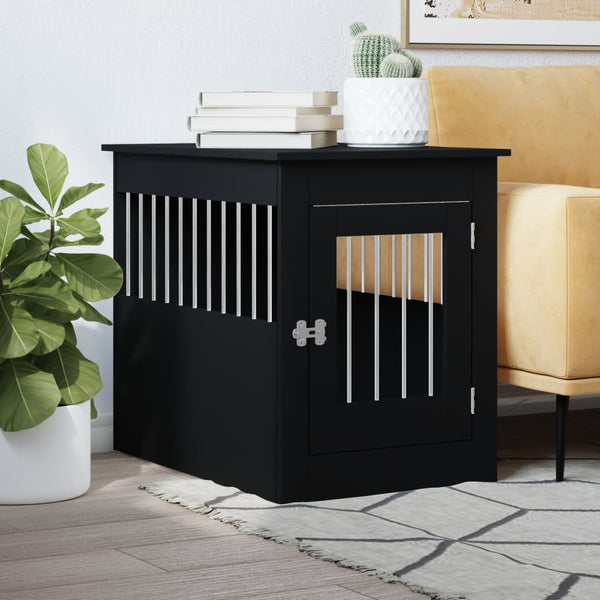 Dog Crate Furniture Black 55X80x68 Cm Engineered Wood Dog Cages