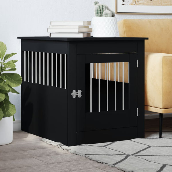 Dog Kennels Dog Crate Furniture Black 64.5X80x71 Cm Engineered Wood