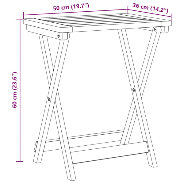 Vidaxl Folding Garden Table 50X36x60 Cm Solid Wood Acacia Patio & Garden Tables