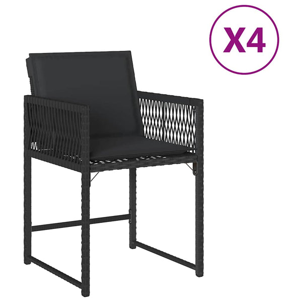 Vidaxl Garden Chairs With Cushions 4 Pcs Black Poly Rattan Patio Chairs