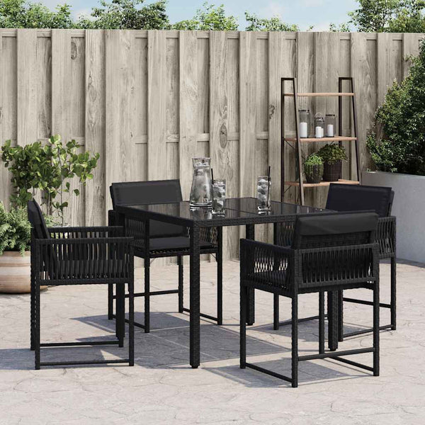 Vidaxl Garden Chairs With Cushions 4 Pcs Black Poly Rattan Patio Chairs