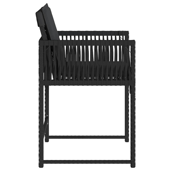 Vidaxl Garden Chairs With Cushions 4 Pcs Black Poly Rattan Patio Chairs