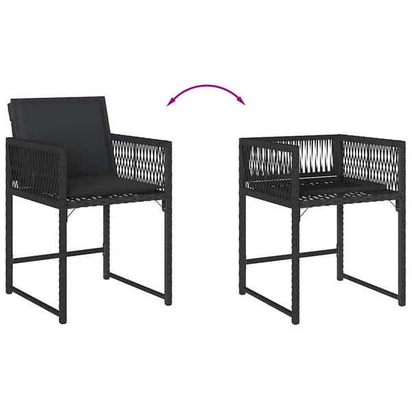 Vidaxl Garden Chairs With Cushions 4 Pcs Black Poly Rattan Patio Chairs