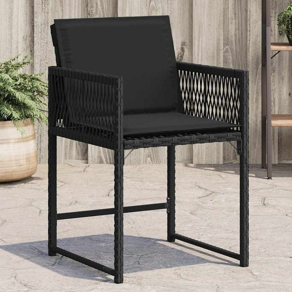 Vidaxl Garden Chairs With Cushions 4 Pcs Black Poly Rattan Patio Chairs