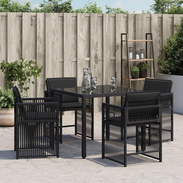 Garden Chairs With Cushions 4 Pcs Black Poly Rattan Patio Chairs
