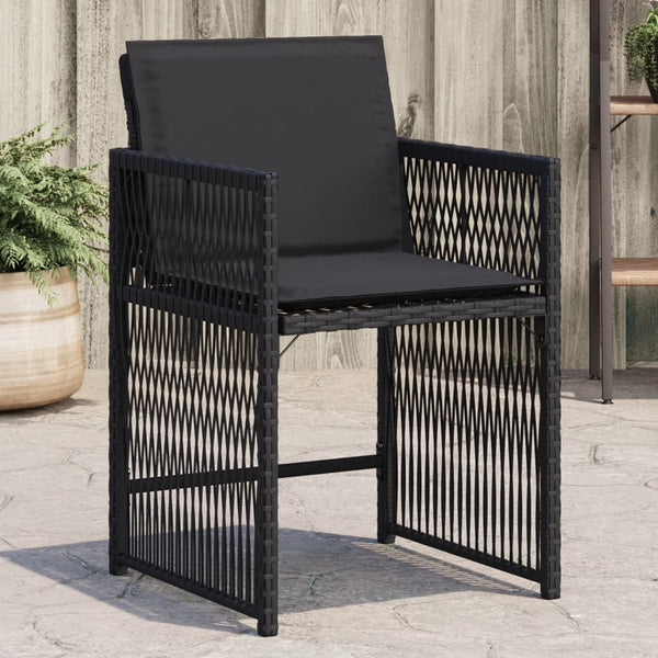 Garden Chairs With Cushions 4 Pcs Black Poly Rattan Patio Chairs
