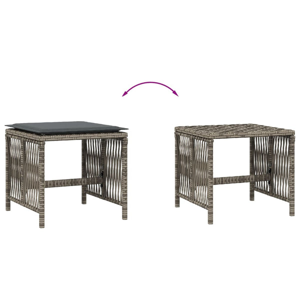 Garden Stools With Cushions 4 Pcs Grey 41X41x36 Cm Poly Rattan Benches Bar Stools