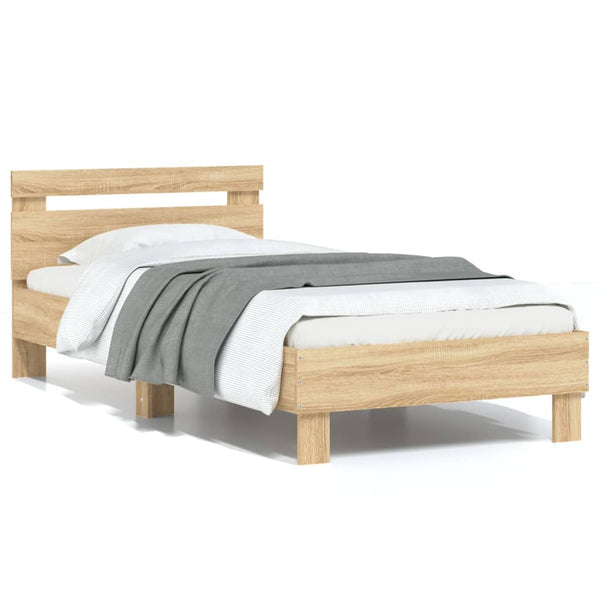 Vidaxl Bed Frame Without Mattress Headboard Sonoma Oak 90X190 Cm Single Bed Frames