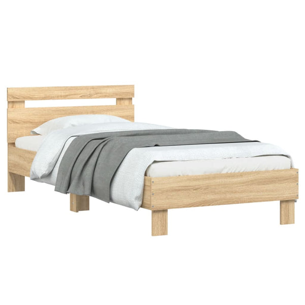 Vidaxl Bed Frame Without Mattress Headboard Sonoma Oak 90X190 Cm Single Bed Frames