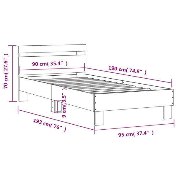 Vidaxl Bed Frame Without Mattress Headboard Sonoma Oak 90X190 Cm Single Bed Frames