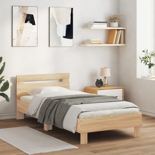 Vidaxl Bed Frame Without Mattress Headboard Sonoma Oak 90X190 Cm Single Bed Frames