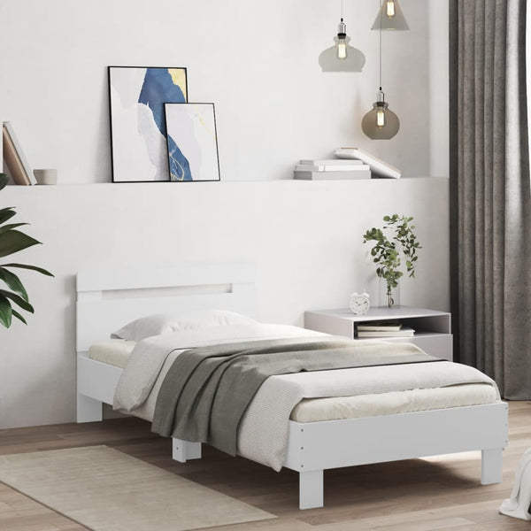 Vidaxl Bed Frame Without Mattress Led Lights White 90X190 Cm Single Bed Frames