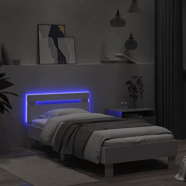 Vidaxl Bed Frame Without Mattress Led Lights White 90X190 Cm Single Bed Frames