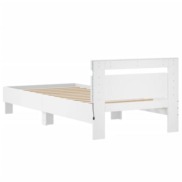 Vidaxl Bed Frame Without Mattress Led Lights White 90X190 Cm Single Bed Frames