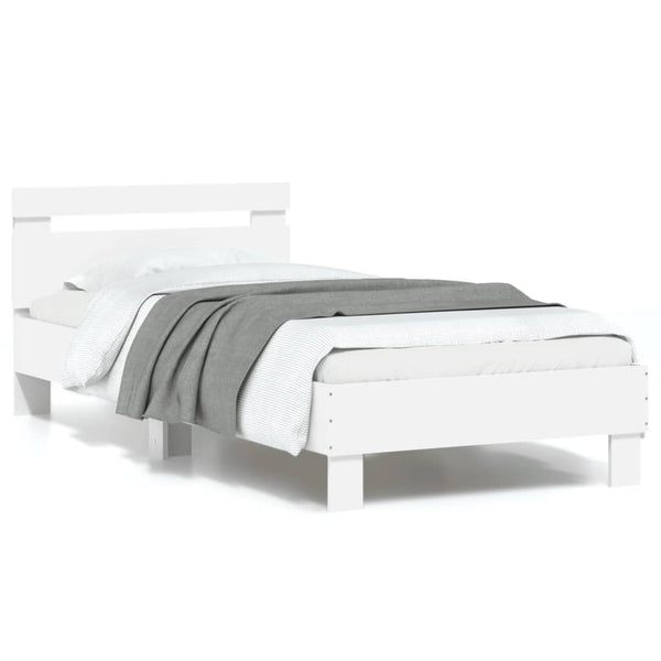 Vidaxl Bed Frame Without Mattress Led Lights White 90X190 Cm Single Bed Frames
