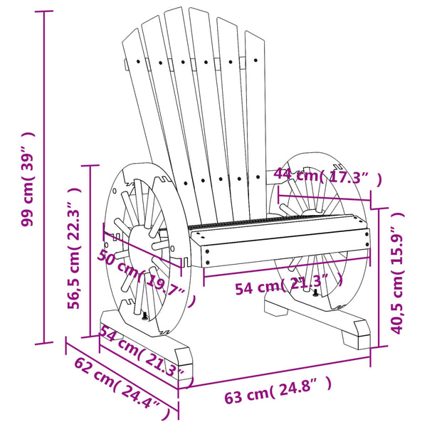 Vidaxl Garden Adirondack Chair Solid Wood Fir Patio Chairs