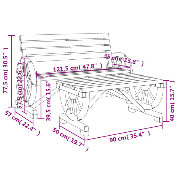 Vidaxl 2 Piece Garden Lounge Set Solid Wood Fir Loungers