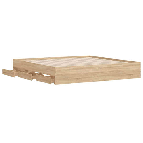 Vidaxl Bed Frame With Drawers Sonoma Oak 183X203 Cm King Size Engineered Wood King Bed Frames
