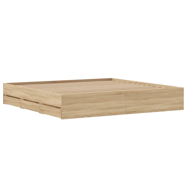 Vidaxl Bed Frame With Drawers Sonoma Oak 183X203 Cm King Size Engineered Wood King Bed Frames
