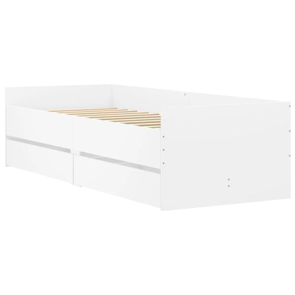 Single Bed Frames Bed Frame With Drawers White 90X190 Cm