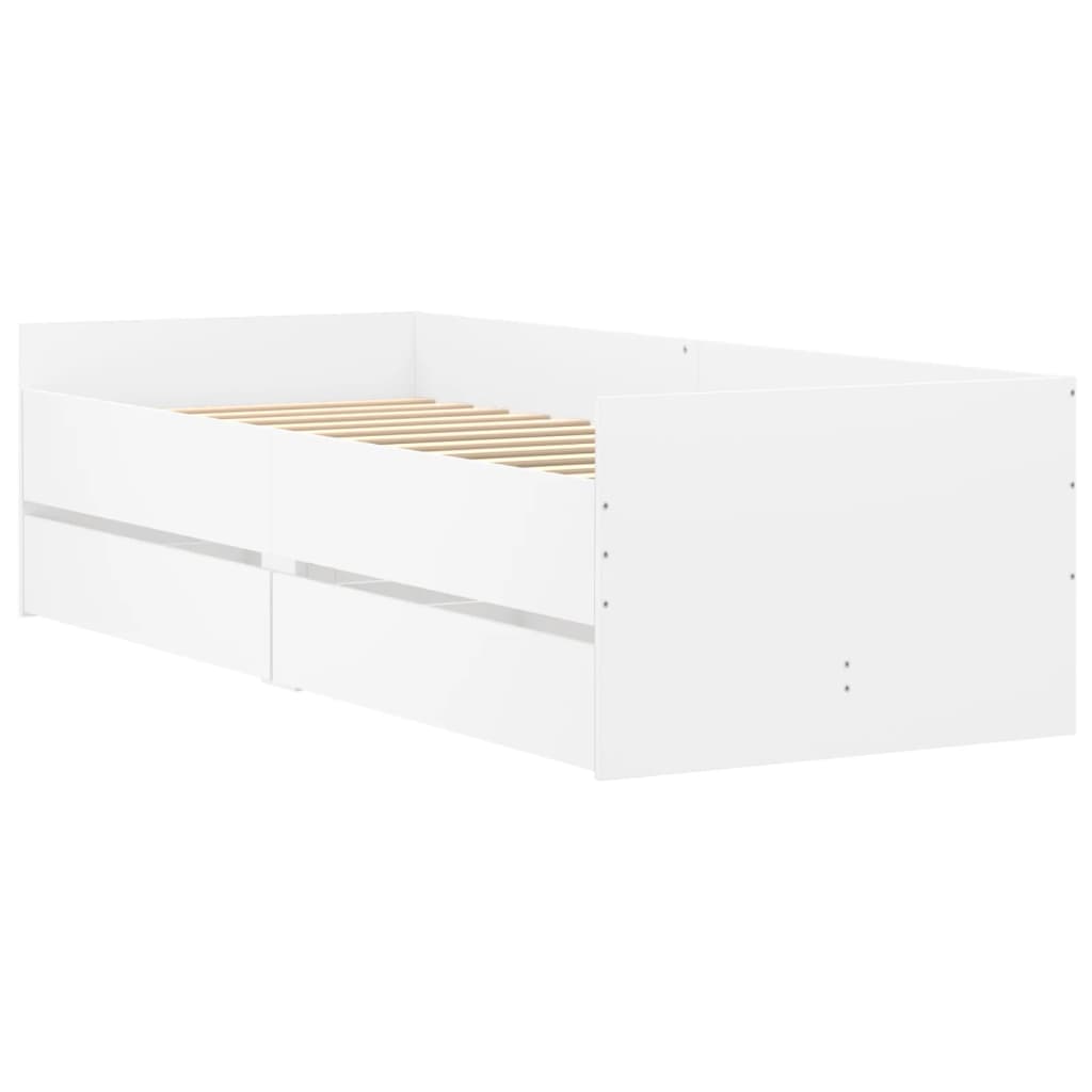 Vida Xl Bed Frame With Drawers White 90X190 Cm Single Bed Frames