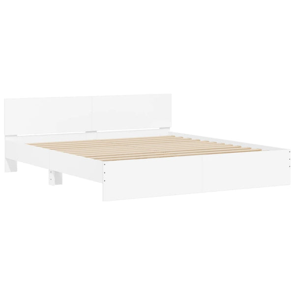 Bed Frame With Headboard White 183X203 Cm King Size King Bed Frames