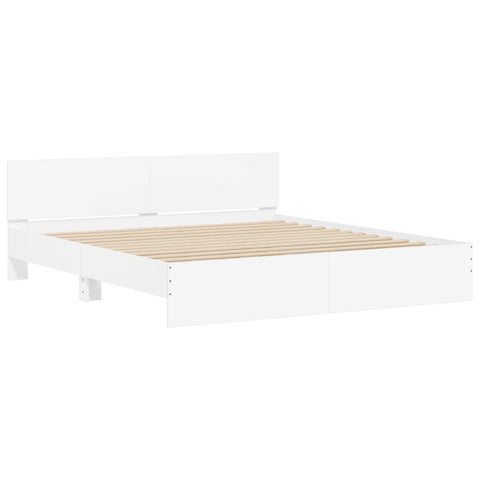 Bed Frame With Headboard White 183X203 Cm King Size King Bed Frames
