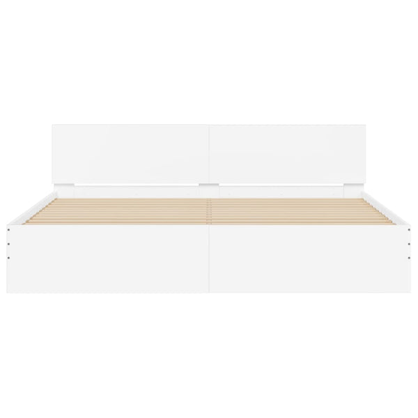 Bed Frame With Headboard White 183X203 Cm King Size King Bed Frames