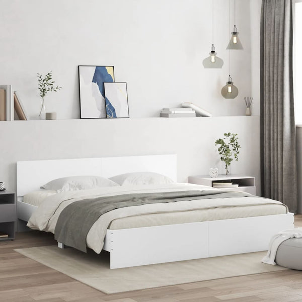 King Bed Frames Bed Frame With Headboard White 183X203 Cm King Size