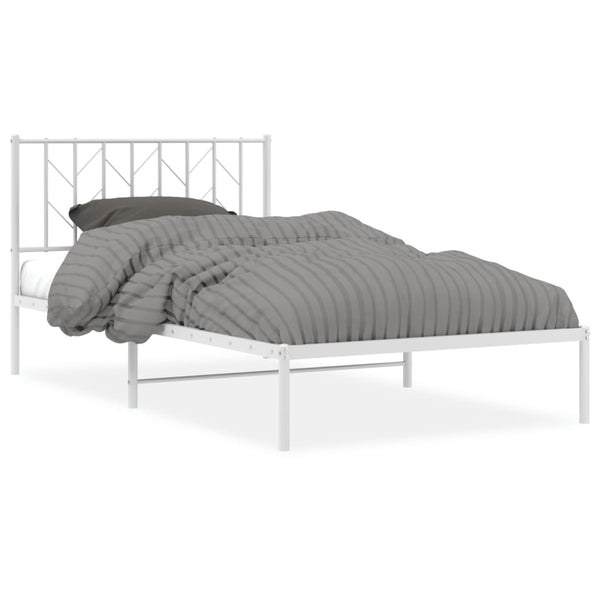 Metal Bed Frame With Headboard White 107X203 Cm King Single Bed Frames
