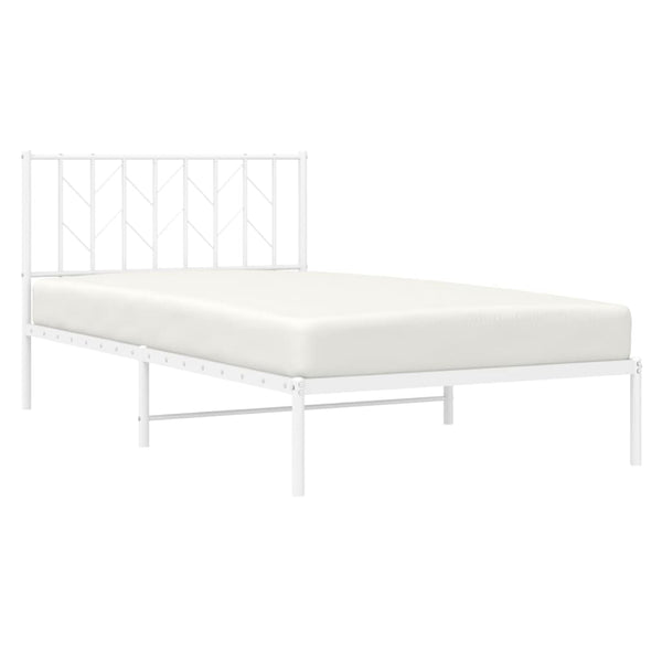 Metal Bed Frame With Headboard White 107X203 Cm King Single Bed Frames