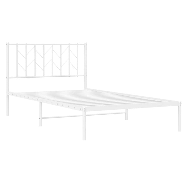 Metal Bed Frame With Headboard White 107X203 Cm King Single Bed Frames