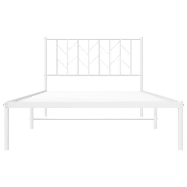 Metal Bed Frame With Headboard White 107X203 Cm King Single Bed Frames