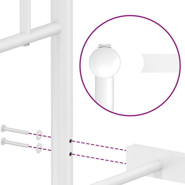 Metal Bed Frame With Headboard White 107X203 Cm King Single Bed Frames