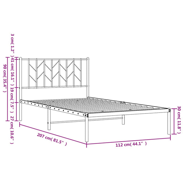 Metal Bed Frame With Headboard White 107X203 Cm King Single Bed Frames
