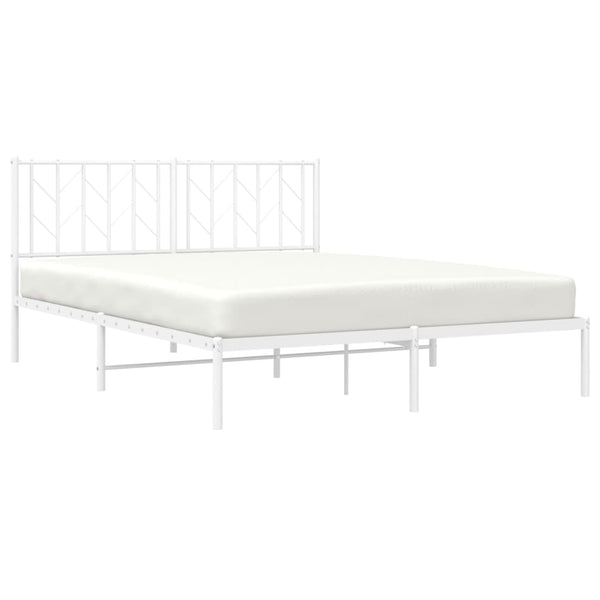 Metal Bed Frame With Headboard White 150X200 Cm Queen Bed Frames