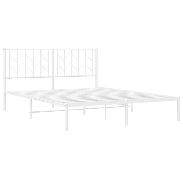 Metal Bed Frame With Headboard White 150X200 Cm Queen Bed Frames