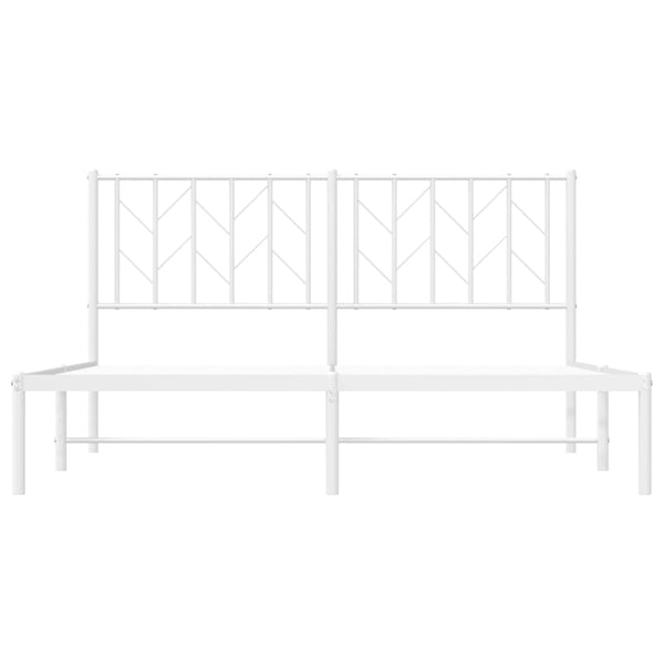 Metal Bed Frame With Headboard White 150X200 Cm Queen Bed Frames