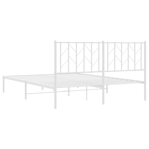 Metal Bed Frame With Headboard White 150X200 Cm Queen Bed Frames
