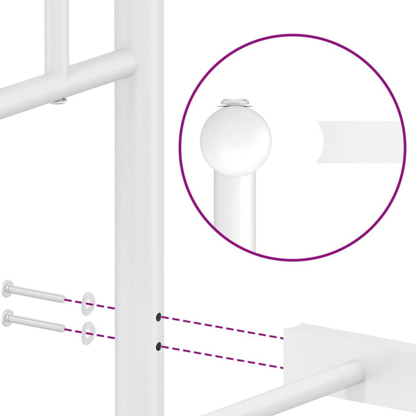 Metal Bed Frame With Headboard White 150X200 Cm Queen Bed Frames