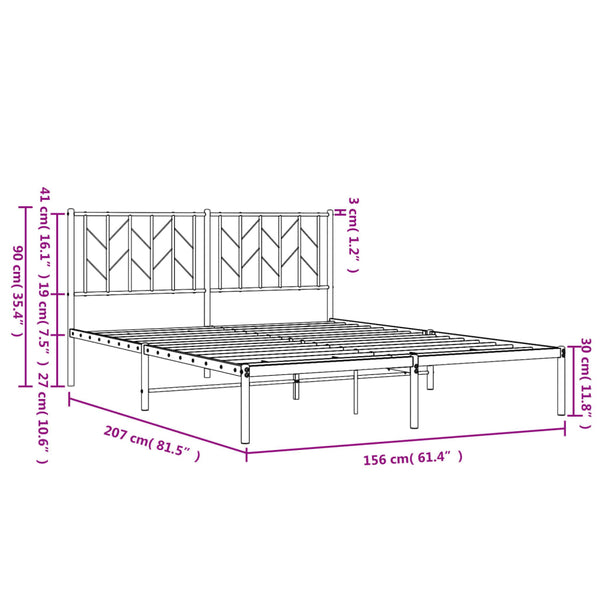 Metal Bed Frame With Headboard White 150X200 Cm Queen Bed Frames