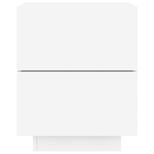 Bedside Tables Bedside Cabinets With Led Lights 2 Pcs White Engineered Wood